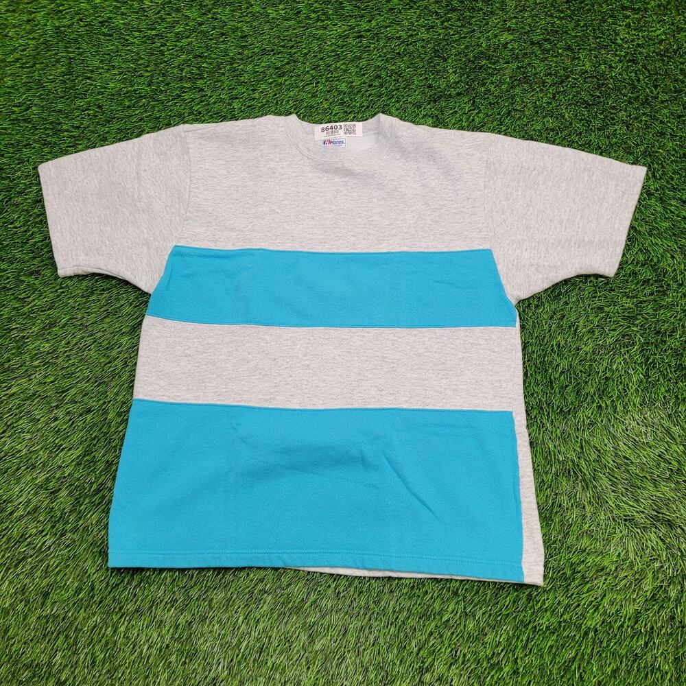 Vintage 80s Hanes Colorblock Fleece Shirt Womens Medium 21x25 Baggy
